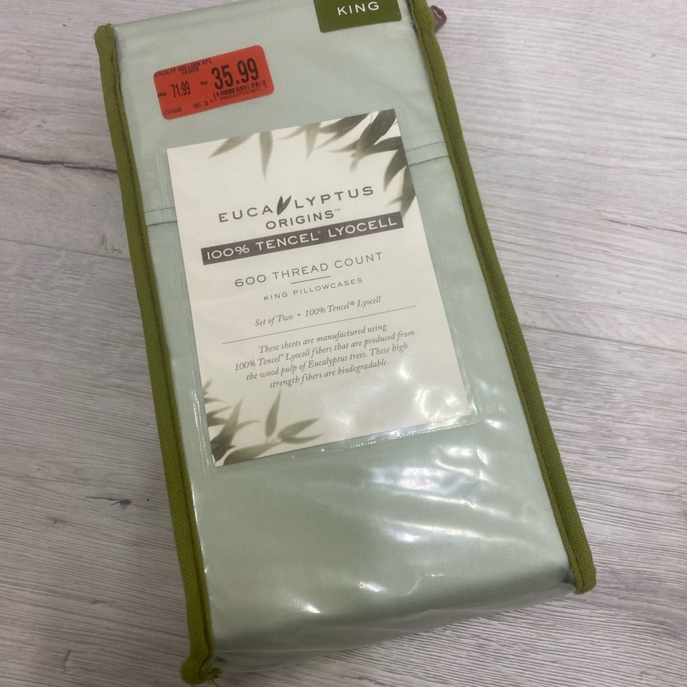 600 TC Tencel Lyocell King Pillowcases — Light Green